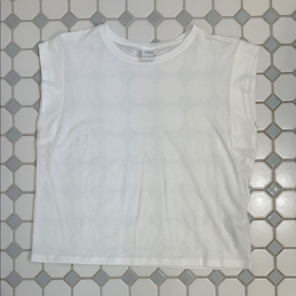 Zara White Short Sleeve Tee Classic Cotton